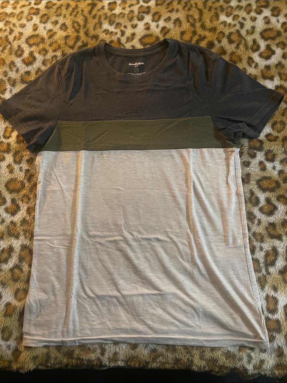 Goodfellow & Co Colorblock Short Sleeve Tee in Black, Olive & Light Gray
